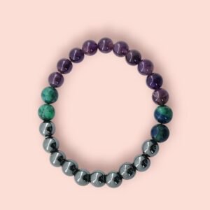 azurite, hematite & amethyst energy balance bracelet