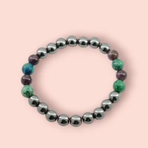 hematite, amethyst & azurite bracelet